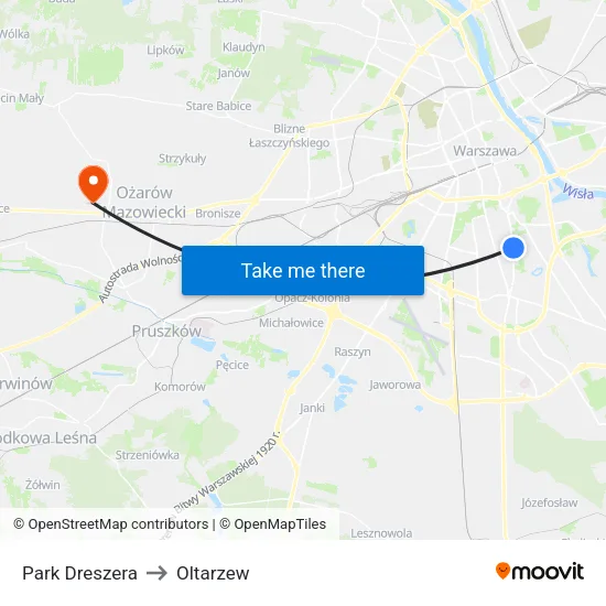 Park Dreszera to Oltarzew map