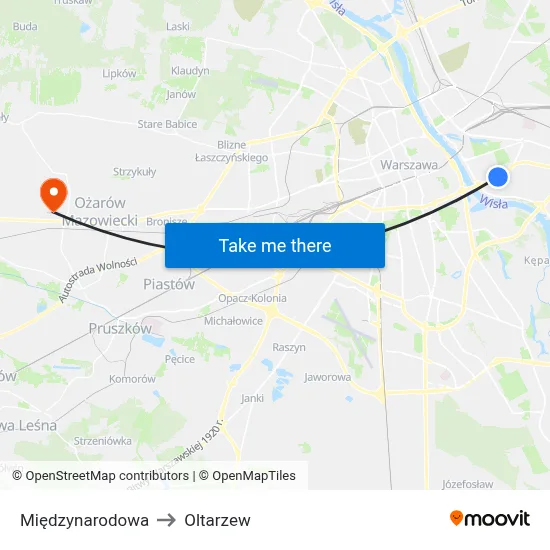Międzynarodowa to Oltarzew map