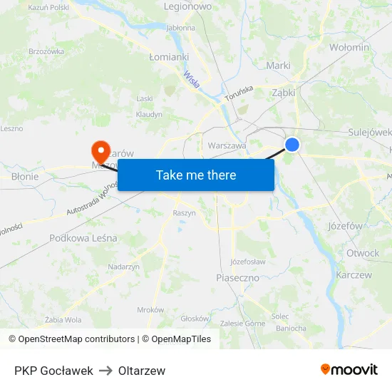 PKP Gocławek to Oltarzew map