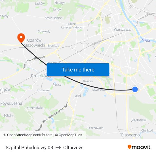 Szpital Południowy 03 to Oltarzew map