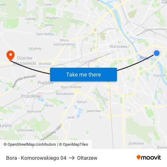 Bora - Komorowskiego 04 to Oltarzew map