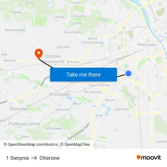 1 Sierpnia to Oltarzew map