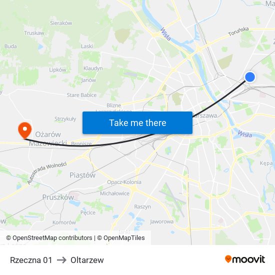 Rzeczna 01 to Oltarzew map
