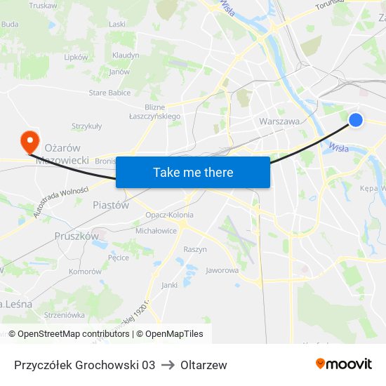 Przyczółek Grochowski to Oltarzew map