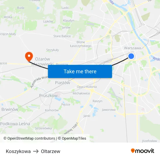 Koszykowa to Oltarzew map