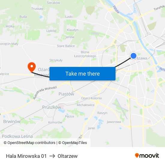 Hala Mirowska 01 to Oltarzew map