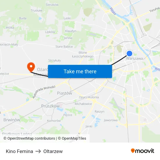 Kino Femina to Oltarzew map
