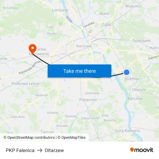 PKP Falenica to Oltarzew map