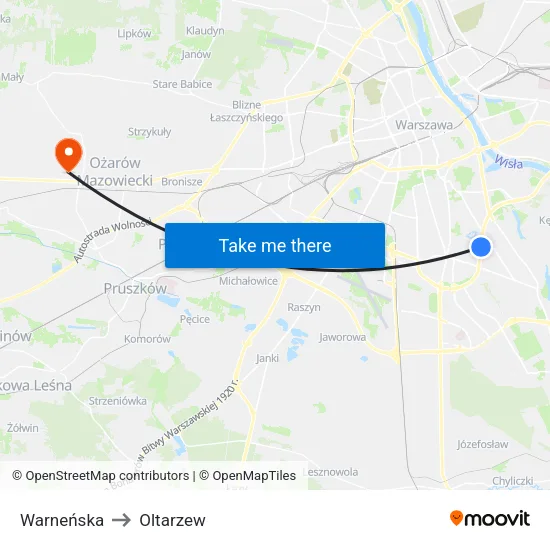 Warneńska to Oltarzew map