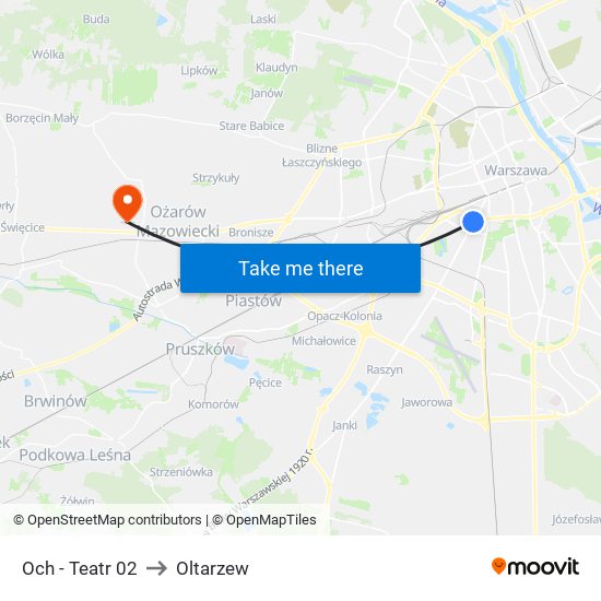 Och - Teatr 02 to Oltarzew map