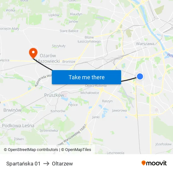 Spartańska 01 to Oltarzew map