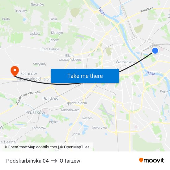 Podskarbińska 04 to Oltarzew map