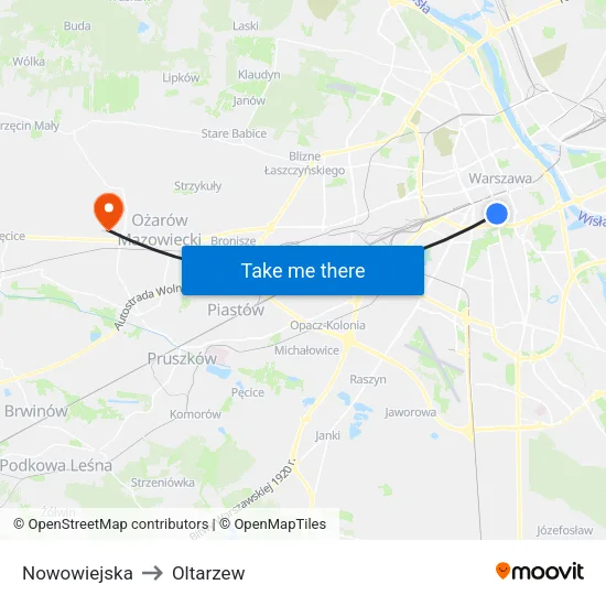Nowowiejska to Oltarzew map