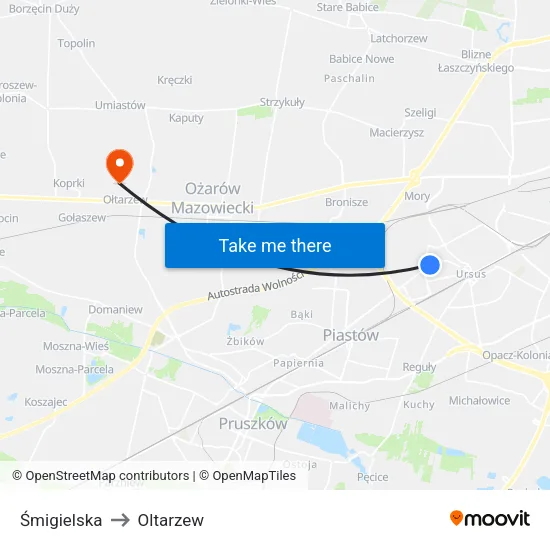 Śmigielska to Oltarzew map