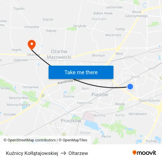 Kuźnicy Kołłątajowskiej to Oltarzew map