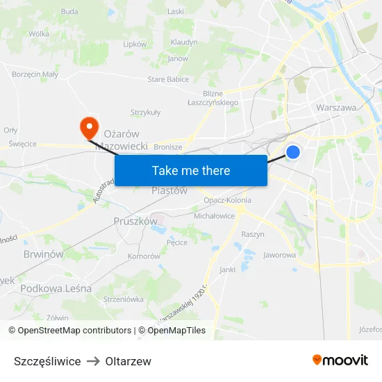 Szczęśliwice to Oltarzew map