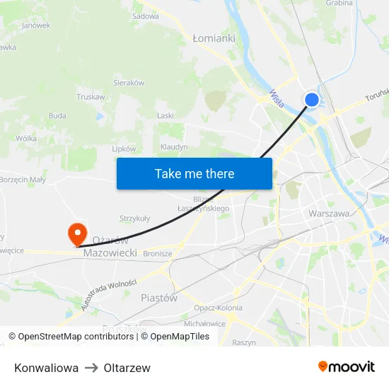 Konwaliowa to Oltarzew map