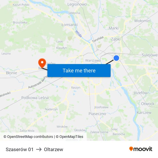 Szaserów to Oltarzew map