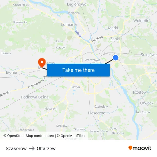 Szaserów to Oltarzew map