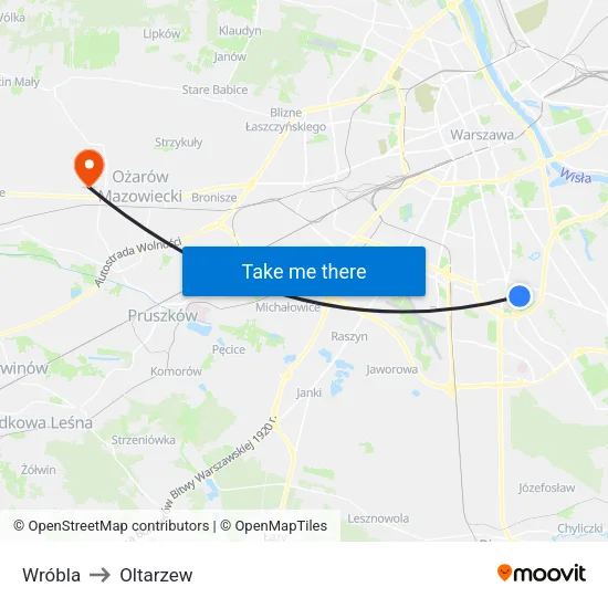 Wróbla to Oltarzew map