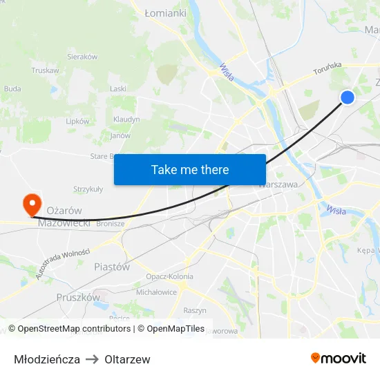 Młodzieńcza to Oltarzew map