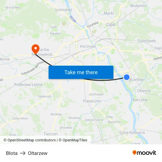 Błota to Oltarzew map