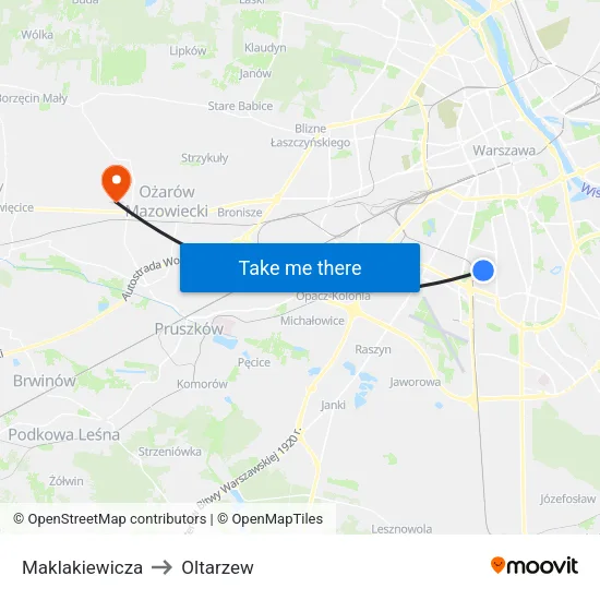 Maklakiewicza to Oltarzew map