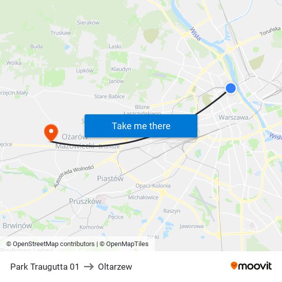 Park Traugutta to Oltarzew map