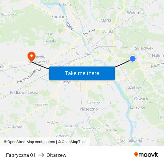 Fabryczna 01 to Oltarzew map