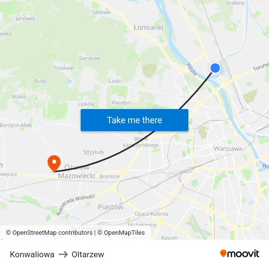 Konwaliowa to Oltarzew map