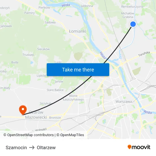 Szamocin to Oltarzew map