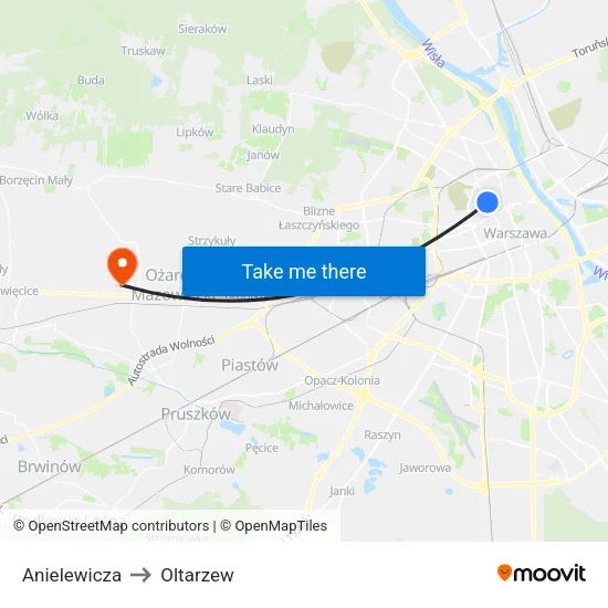 Anielewicza to Oltarzew map