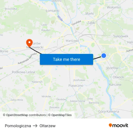 Pomologiczna to Oltarzew map