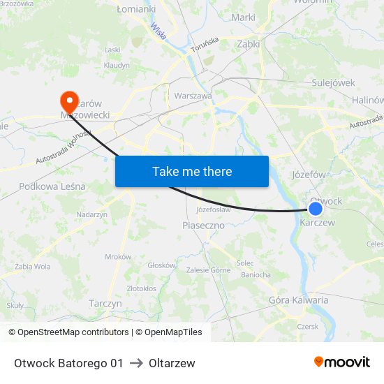 Otwock Batorego 01 to Oltarzew map