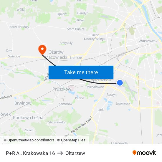 P+R Al. Krakowska 16 to Oltarzew map