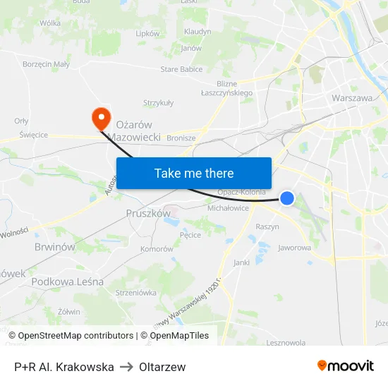 P+R Al. Krakowska to Oltarzew map