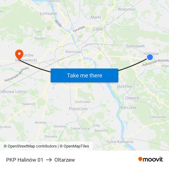 PKP Halinów 01 to Oltarzew map