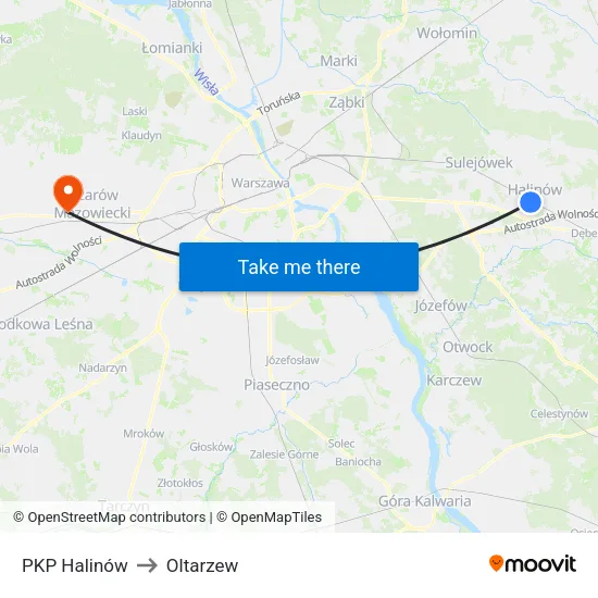 PKP Halinów to Oltarzew map