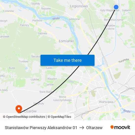 Stanisławów Pierwszy Aleksandrów 01 to Oltarzew map