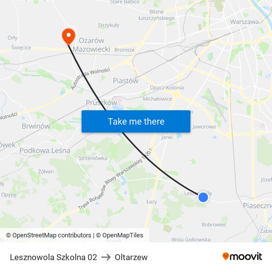 Lesznowola Szkolna 02 to Oltarzew map