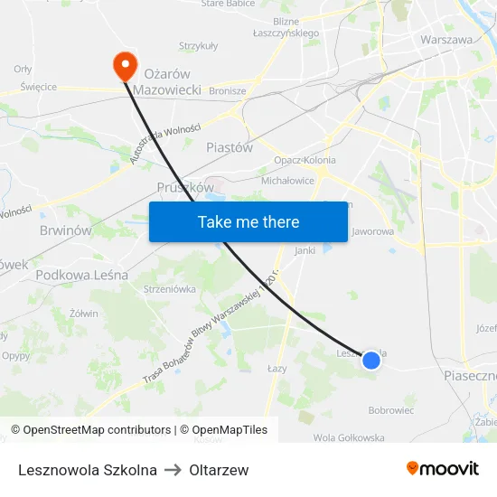 Lesznowola Szkolna to Oltarzew map