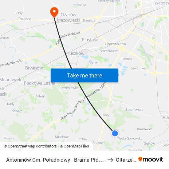 Antoninów Cm. Południowy-Brama Płd. to Oltarzew map