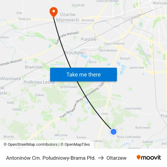 Antoninów Cm. Południowy - Brama Płd. to Oltarzew map