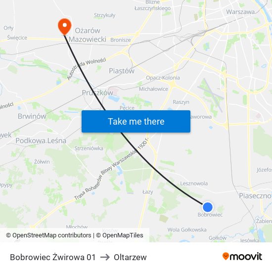 Bobrowiec Żwirowa 01 to Oltarzew map