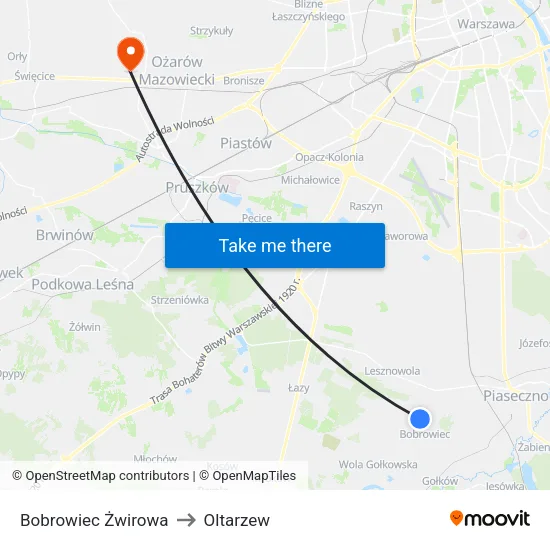 Bobrowiec Żwirowa to Oltarzew map