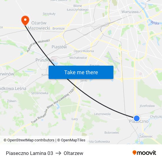 Piaseczno Lamina to Oltarzew map