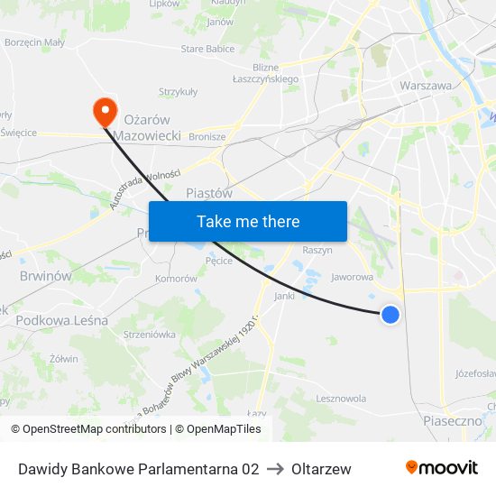 Dawidy Bankowe Parlamentarna 02 to Oltarzew map