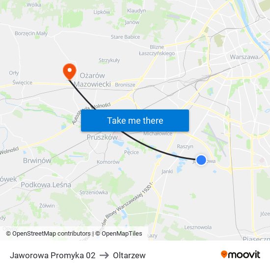 Jaworowa Promyka 02 to Oltarzew map