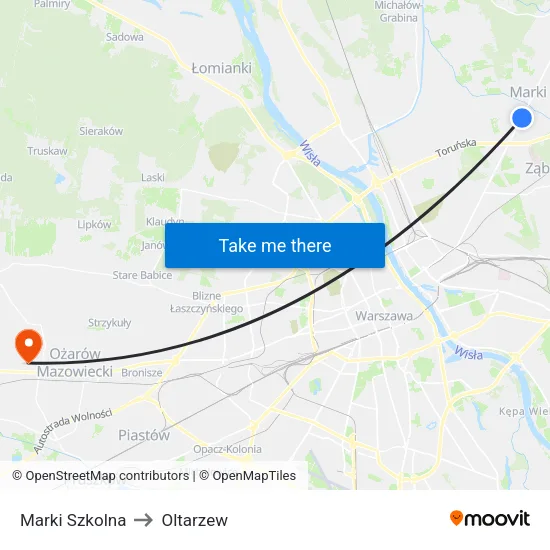 Marki Szkolna to Oltarzew map