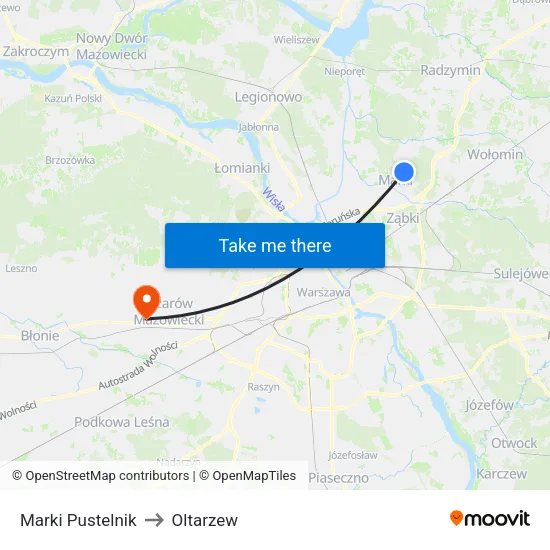 Marki Pustelnik to Oltarzew map